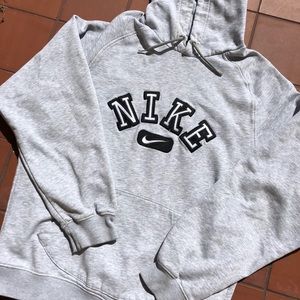 Nike Embroidered Spellout Hoodie Large Grey